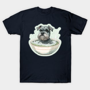 Master Schnauzer Taking a Bath 2 - Schnauzer Series T-Shirt